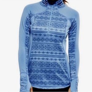 CALIA by Carrie Underwood Blue Floral Graphic Zip Athleisure Jacket 5021